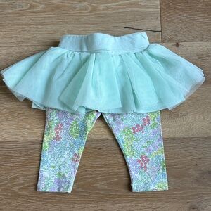 Baby GAP Mint Tulle Skirted Floral Baby Leggings